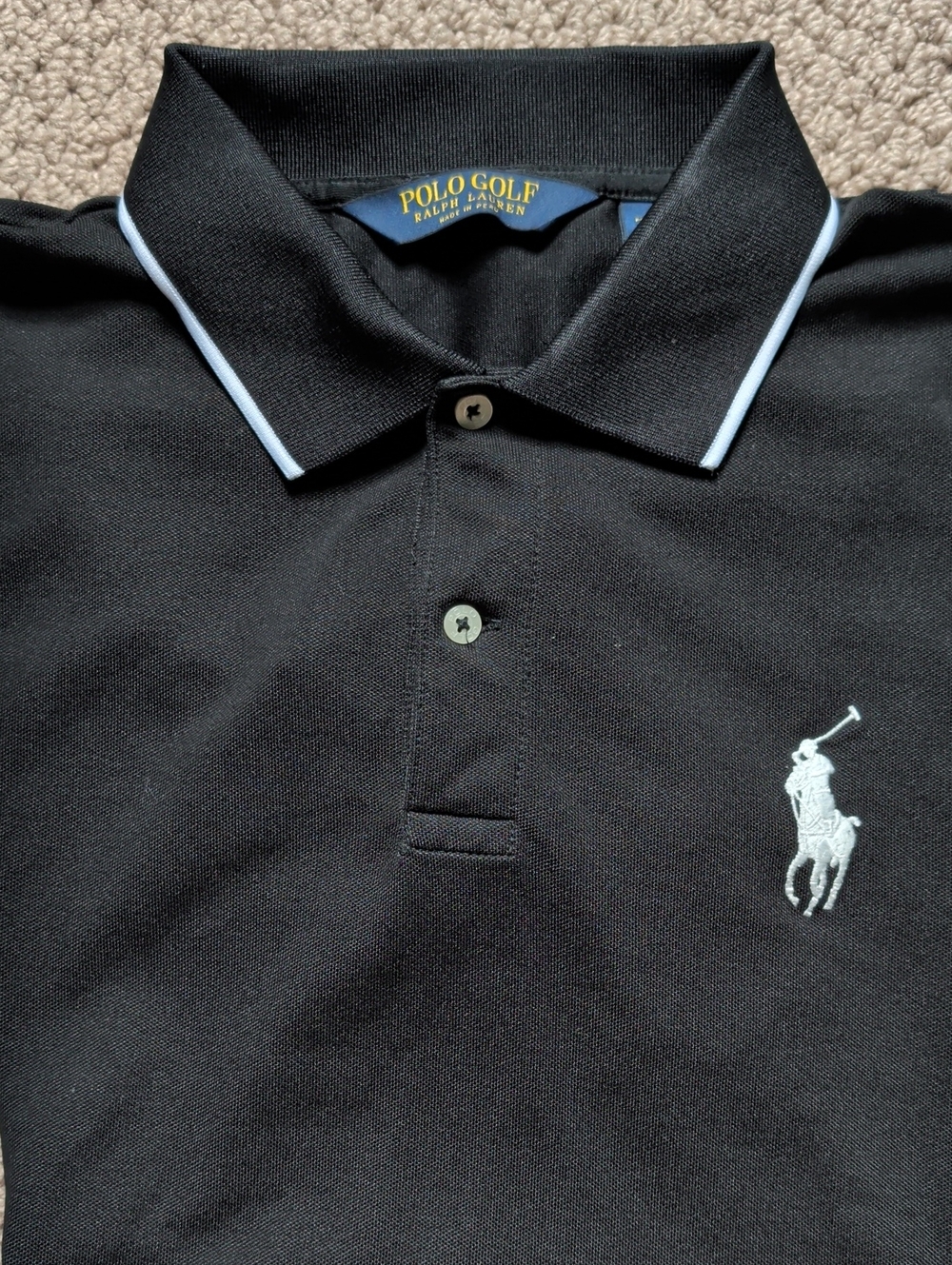 Men's Polo Golf by Ralph Lauren Black Bigger Pony Polo Shirt L